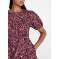 thumbnail image 4 of Time and Tru Women's and Women's Plus Cotton Mini Dress with Puff Sleeves, Sizes XS-4X, 4 of 5