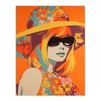 Flower Power Portrait 1960's Style Vintage Retro Silkscreen Artwork Vibrant Bold Bright Colourful Painting Unframed Wall Art Print Poster Home Decor Premium
