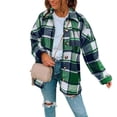 thumbnail image 1 of Chaqueta ANGGREK Cuello Vuelto A Cuadros Suave Botón Elegante para Trabajo de Oficina, 1 of 2