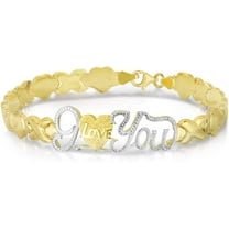 Floreo 10k Yellow Gold XOXO X&O X and O and Heart Hugs and Kisses I Love You Chain Necklace or Bracelet (Optional Jewelry Set)