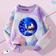 thumbnail image 3 of Ropa teñida con teñido anudado de Sonics para niños, dibujos animados, cuello redondo, lindas niñas, suéter morado, tops, ropa, sudadera, tops, regalos de cumpleaños, 3 of 5