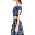 thumbnail image 3 of Max Studio London Womens Textured Basic T-Shirt, Blue, Small, 3 of 4