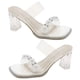 thumbnail image 1 of Sandalias Tacón en Bloque para Mujer Sandalias Transparentes para Fiesta Boda (37 Beige), 1 of 9