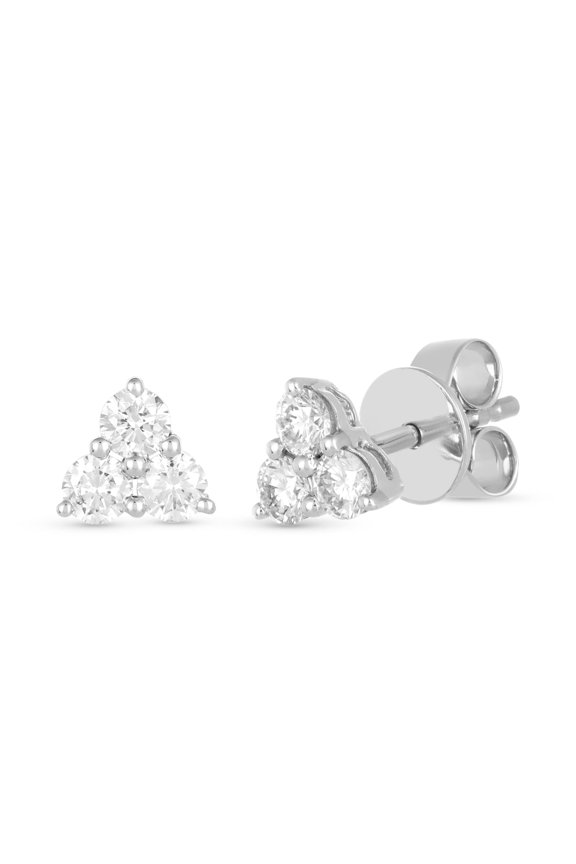 London Fine Jewelry 0.50 CT Triple Diamond Studs with 14k Solid Gold, 3 Round Cut & Basket Prong Setting Diamond Earring with Push Back, H Color, SI1-SI2 Clarity