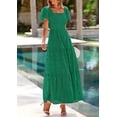 thumbnail image 6 of PRETTYGARDEN Summer Dresses for Women Eyelet Square Neck Puff Sleeve Smocked Wedding Guest Maxi Dress with Pockets, 6 of 8