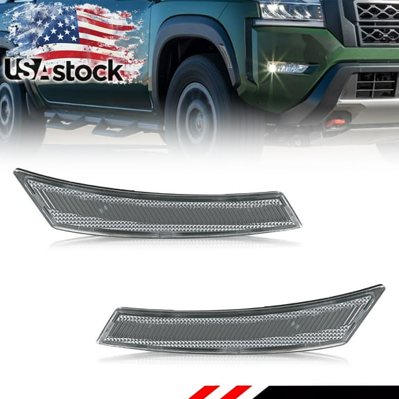 2PCS Clear Lens  Front Corner Turn Signal Lights Side Marker Lights Turn Warning Lights Reflector Lights Housings For 2022 2023 2024  Nissan Frontier No Bulb/Socket Included
