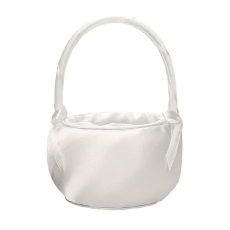 Flower Arranging Baskets - Lillian Rose Satin Flower Girl Basket, Off White