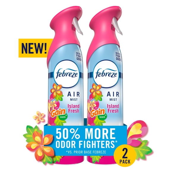 Febreze Air Mist Air Freshener Spray, Gain Island Fresh, 8.1oz, 2 Count