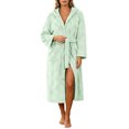 thumbnail image 2 of Women's Winter Fleece Sleep Robe Cozy Flannel Hooded Bathrobe with Pockets & Cinched Waist, 2 of 8