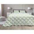 thumbnail image 1 of Retro Comforter & Sham Bedding Set, Simple Pattern with Geometrical Motif Striped Halved Rhombus, 3 pcs Duvet Set Microfiber Filling Quilt, 5 Sizes, Seafoam Avocado Green, by Ambesonne, 1 of 4