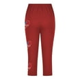 thumbnail image 5 of Juslio Girls Pants Kids Girls Fashion Print Summer Leisure Yoga Leggings Sports Cropped（Red Capris， 8 Years）, 5 of 8