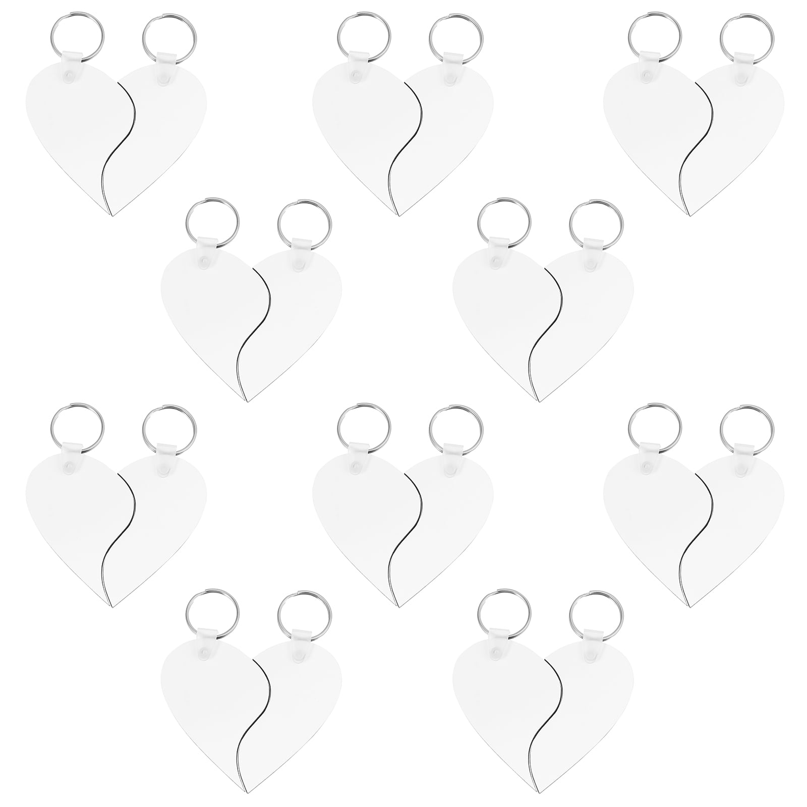 Raindrops 30 pcs  Stylish Heart-shaped Key Chains DIY Blank Key Rings Hanging Ornaments