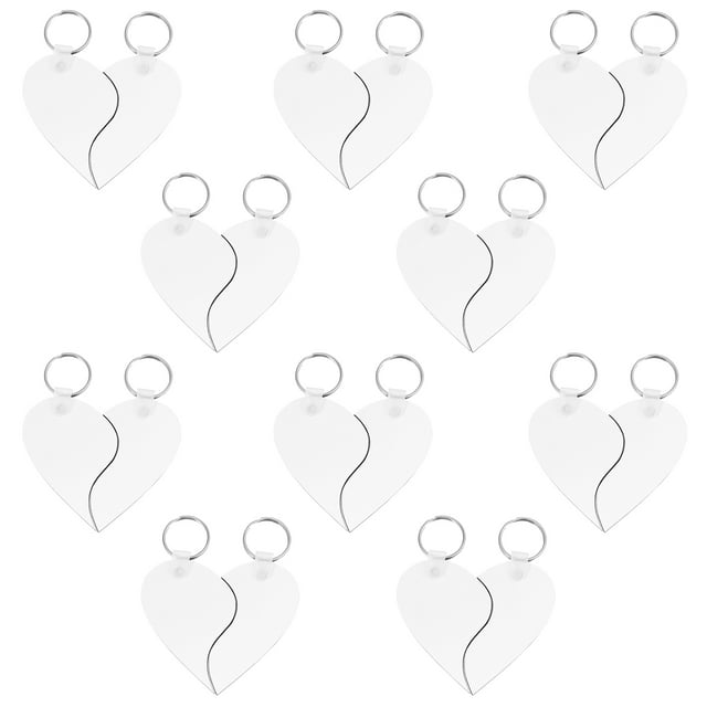 10 llaveros elegantes con forma de corazón, llaveros en blanco para hacer tú mismo, adornos colgantes.