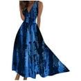 thumbnail image 2 of Viikei Women's Plus Size Maxi Dress,Women's Spring/Summer Sleeveless Color V-Neck Wrapped Chest Dress Long Dress Blue M, 2 of 5