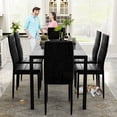 thumbnail image 4 of AWQM 7 Piece Kitchen Dining Table Set for 6, Glass Dining Table and 6 PU Leather Chairs for Kitchen, Dining Room, Black, 4 of 9