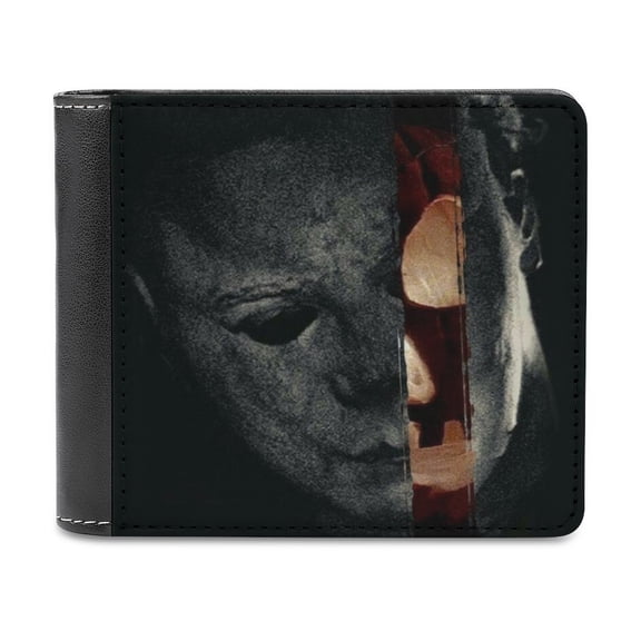 Michael Myers Halloween Leather Wallet for Men Women Two Fold Purse Slim Cash Card Holder Bag