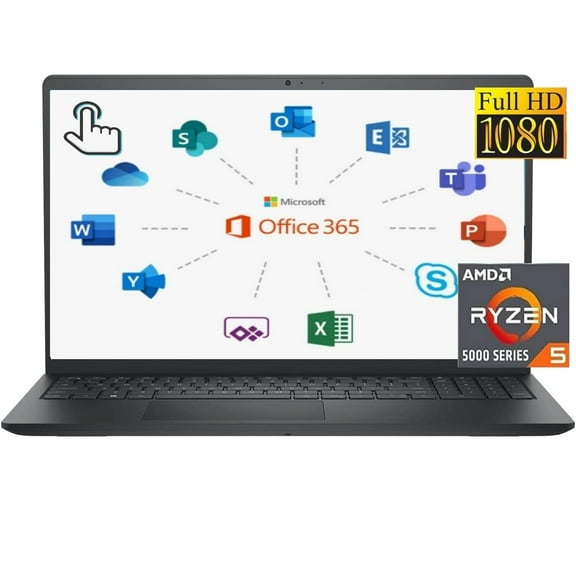Dell 2024 Inspiron 3535 Business Laptop, 15.6" FHD Touchsreen, AMD Ryzen 5 7530U,with Microsoft Office 365, 16GB RAM, 1TB PCIe SSD, Webcam, HDMI, Wi-Fi, Windows 11 Home, Black (Lastest Model)