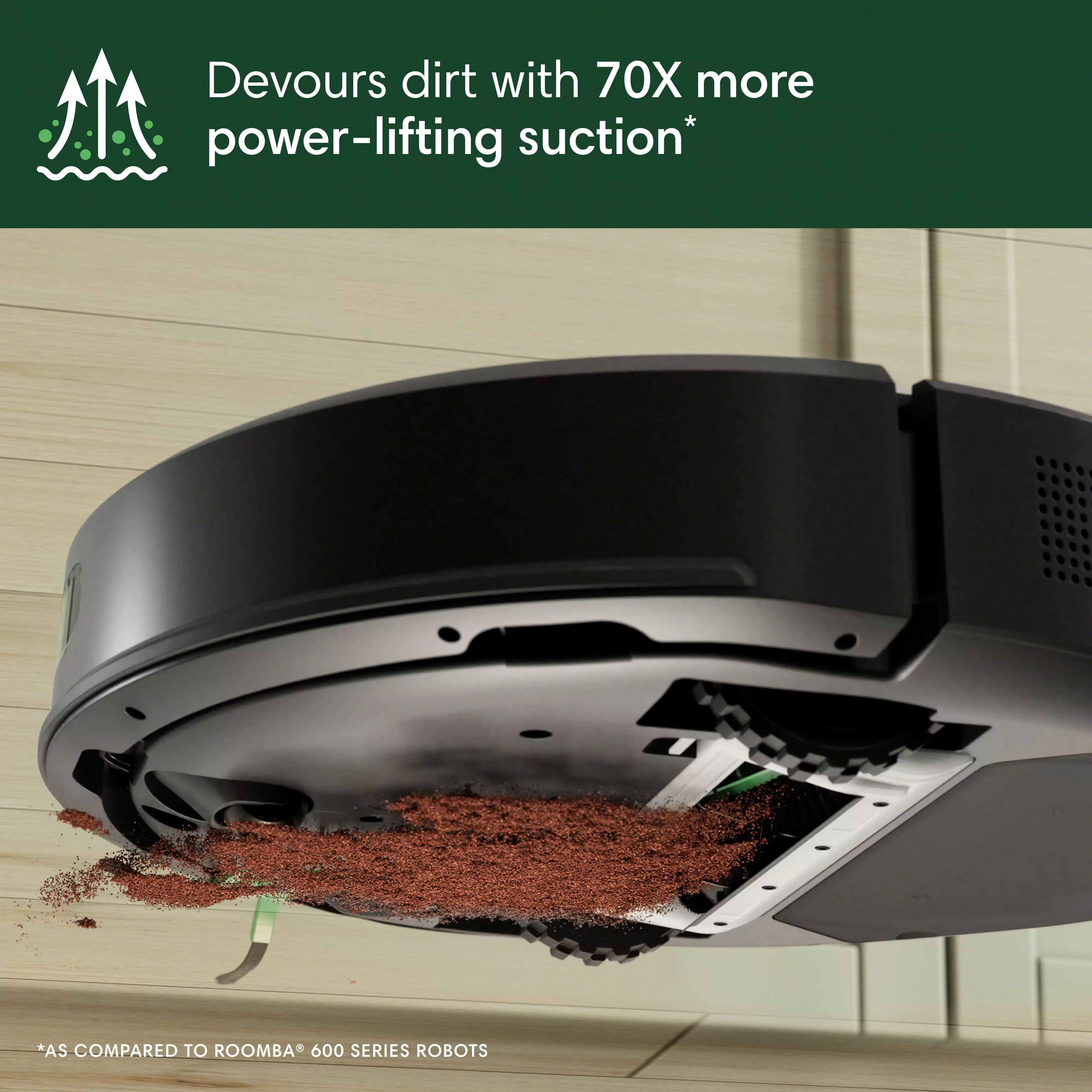iRobot Roomba 105 Vac Robot Vacuum and Self-Charging Dock with Intense Power Lifting Suction, LiDAR Navigation, for Carpet and Hard Floors, Cleans in Neat Rows, Model # Q312020