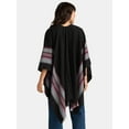 thumbnail image 3 of Time and Tru Women's Woven Fashion Coverup with Stripe Border Detail, One Size, Black Multi, 3 of 5
