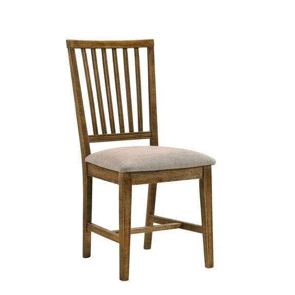 Newboti Wallace II Tan Linen & Weathered Oak Finish Side Chair (Set of 2) 0170729963356704