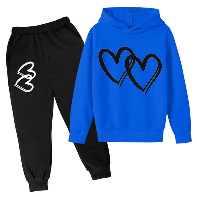 Kepi Baby Matching Girl Clothes Children's Valentine Heart Print Hoodie Set