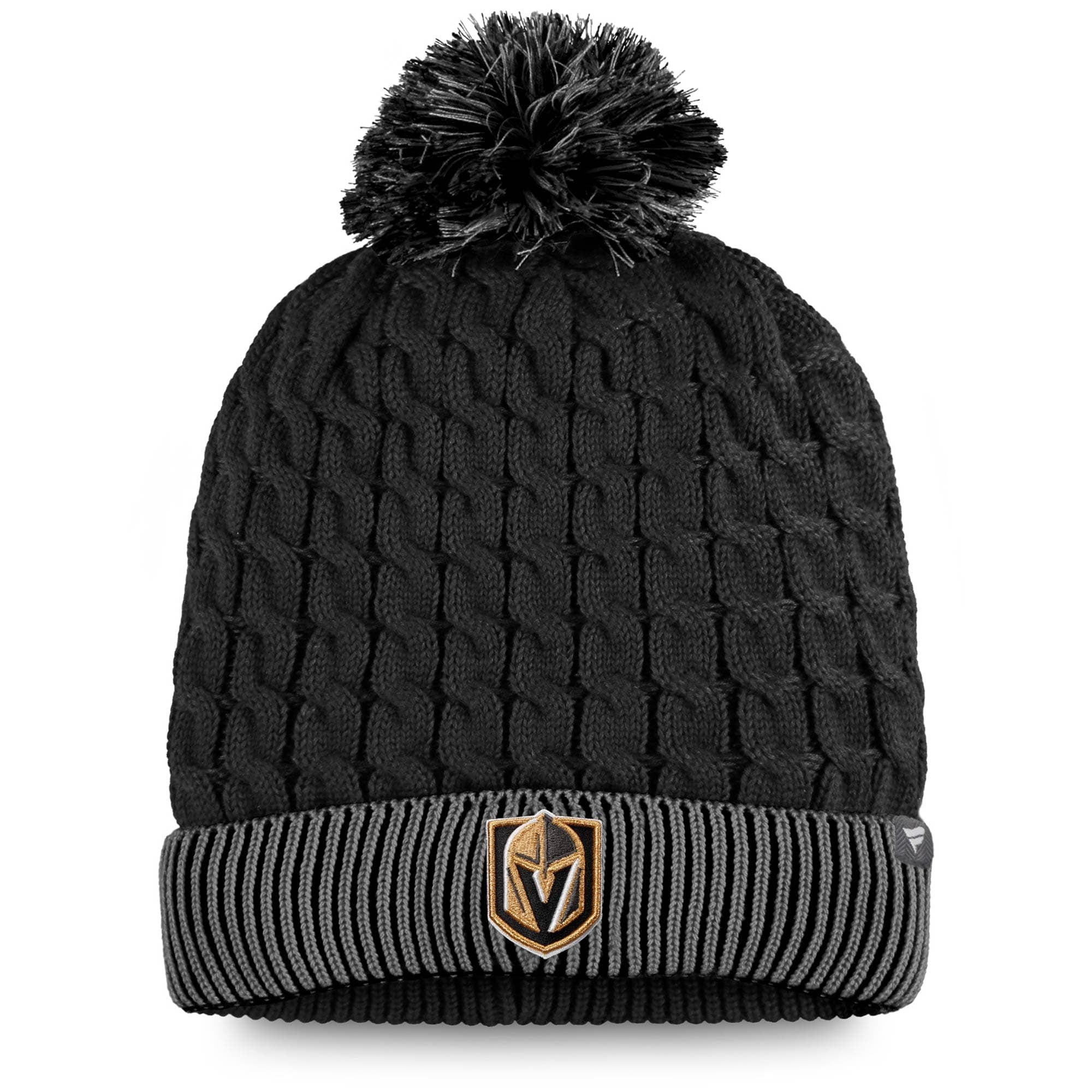 Iconic Cuffed Knit Hat with Pom - Black 