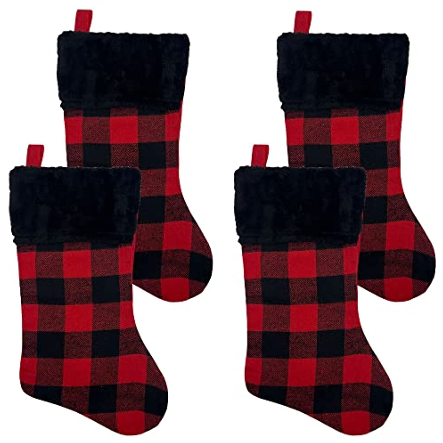 Details about   Set of 4 Personalized Christmas Stocking Plaid Buffalo with name Holiday 4pc 