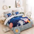 thumbnail image 3 of 3D Space Astronaut Rocket Quilt Cover Set Bedding Set Duvet Cover Pillowcases, 3 of 5