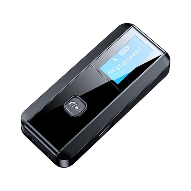 Sidaley Receptor inalámbrico LCD Transmisor Caja Televisión 3.5mm Adaptador de audio 5.0 compatible con Bluetooth de baja demora portátil Cables de audio/vídeo