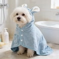 thumbnail image 2 of Pet Hooded Bathrobe for Dogs Cats Fast Dry Towel Wrap with Elastic Strap Breathable Soft Drying Coat for Home Travel Grooming, 2 of 7