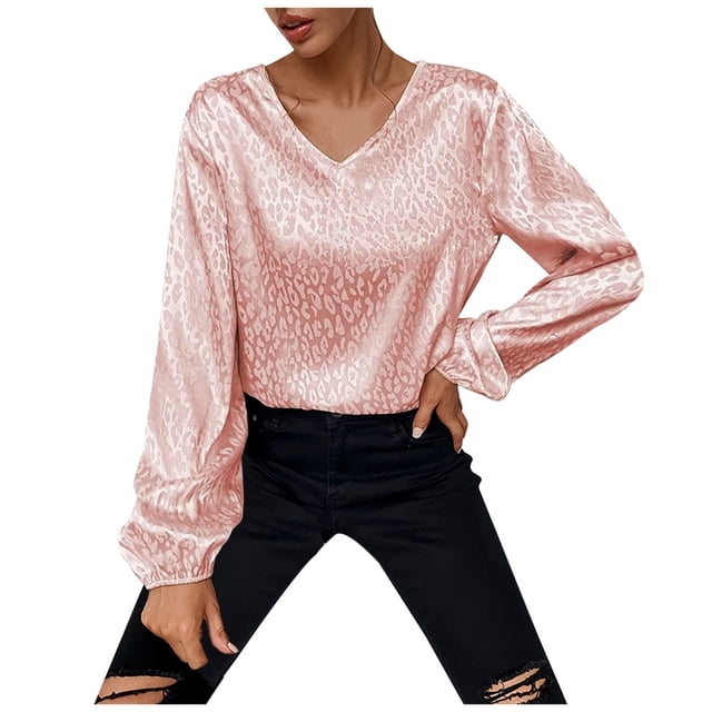 Camisas Para Mujer Tallas Grandes Casual Suelto Color Sólido Manga Larga Cuello en V Tops Camiseta Odeerbi ODB129988