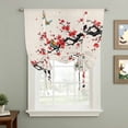 thumbnail image 2 of Red Spring Floral Tie Up Curtains for Windows, Adjustable Balloon Window Shades, Birds Branches Watercolor Flowers Rustic Kitchen Window Treatments Farmhouse Short Curtains with Rod Pocket 42"x45", 2 of 8