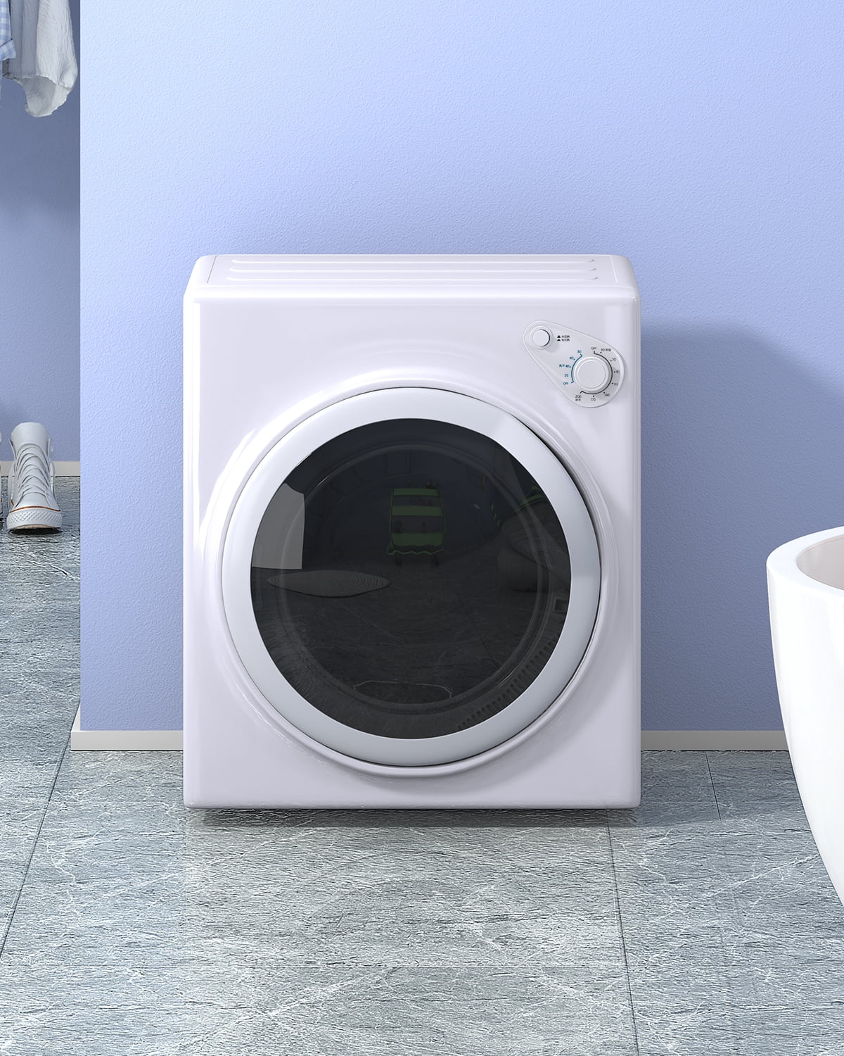 DISHUP 3.5 Cu.Ft Portable Clothes Dryer, 13 lbs Compact Dryer with Stainless Steel Tub, Electric Dryer for RV, Home, Apartment, White