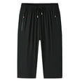 thumbnail image 3 of Men's 3/4 Length Joggers with Secure Zipper Pockets for Gym Training and Casual Athletic Wear Comfort Fit Below Knee Design Work Pants for Men Solid Casual Outdoor Pants Straight Type Trousers, 3 of 4
