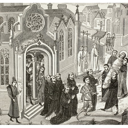 Religious Miniatures - Removal By St Baudillon And The Chevalier Gerard De Roussillon Of The Body Of Mary Magdalene To The Abbey Of Vezelay After A 15Th Century Miniature From Military And Religious Life In The Middle Ages