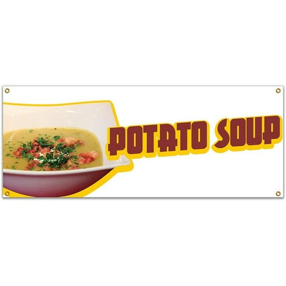 SignMission B-Potato Soup19 48 in. Potato Soup Banner with Concession Stand Food Truck Single Sided