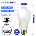 thumbnail image 2 of ENERGETIC Outdoor/Indoor Motion Sensor Light Bulbs, 60 Watt Equivalent (8.5W), 3000K, E26 Motion Activated Dusk to Dawn Security Light Bulb for Front Door Porch Garage Basement Hallway Closet, 2 Pack, 2 of 7