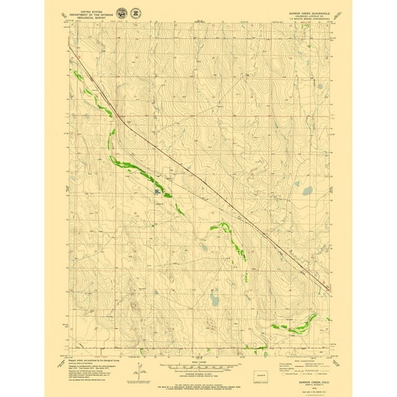 Topographical Map - Barron Creek Colorado Quad USGS 1979  - Vintage Wall Art
