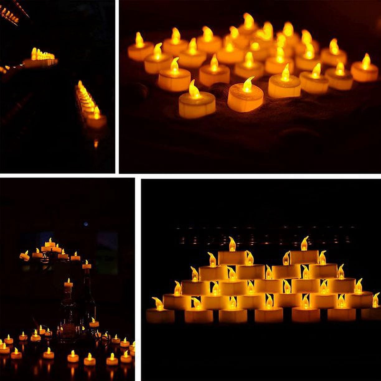 OSHINE 100Pack Tea Light LED Flameless Candles Electric Tealight Realistic Flickering Battery Operated for Halloween Decor,Christmas,Valentine's Day,Mother's Day,Celebrations,Anniversary