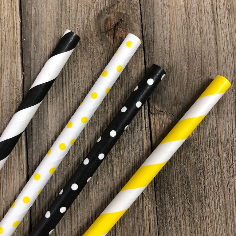 100 Bee Themed Paper Straws