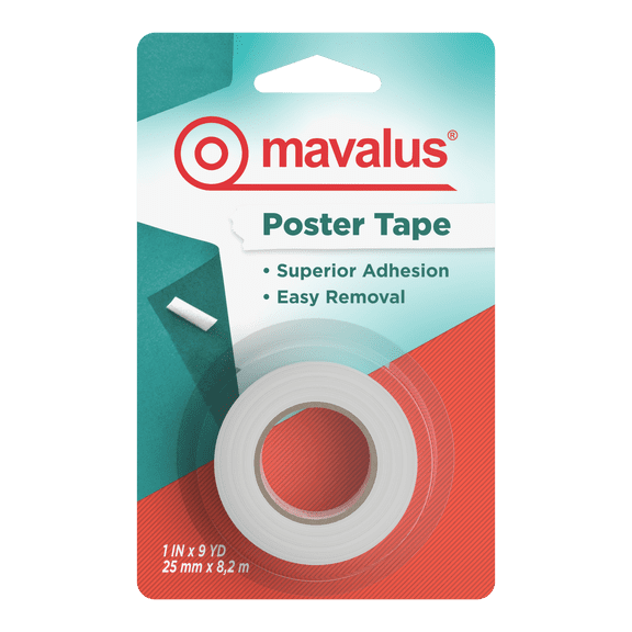 Mavalus Double-Sided Poster Tape, 1 in. x 9 yd.
