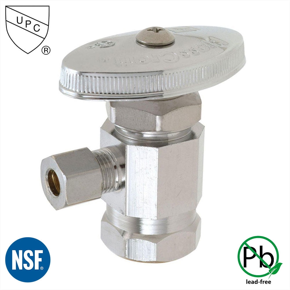 Thrifco Plumbing 4405458 1/2 Inch FIP x 1/4 Inch Comp Multi Turn Brass Angle Stop Valve (Lead Free)