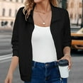 thumbnail image 4 of Scyoekwg Fall Cardigans for Women Zipper Lapel Short Coats Trendy Casual Solid Color Lightweight Loose Fall Coats Long Sleeve Cardigan(Black,XXL), 4 of 5