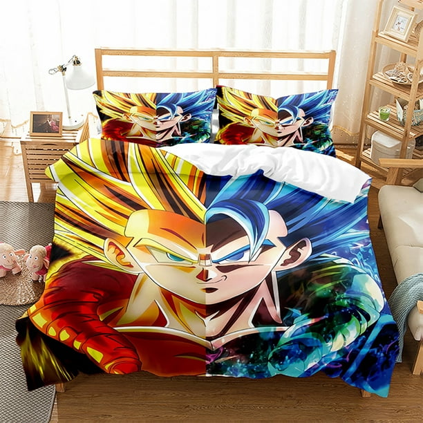 New Dragon Ball Z Bedding Bed Set Full Queen Goku Saiyan Vegeta Action Figures Printed Duvet Cover + 2 Pillowcases - Walmart.com