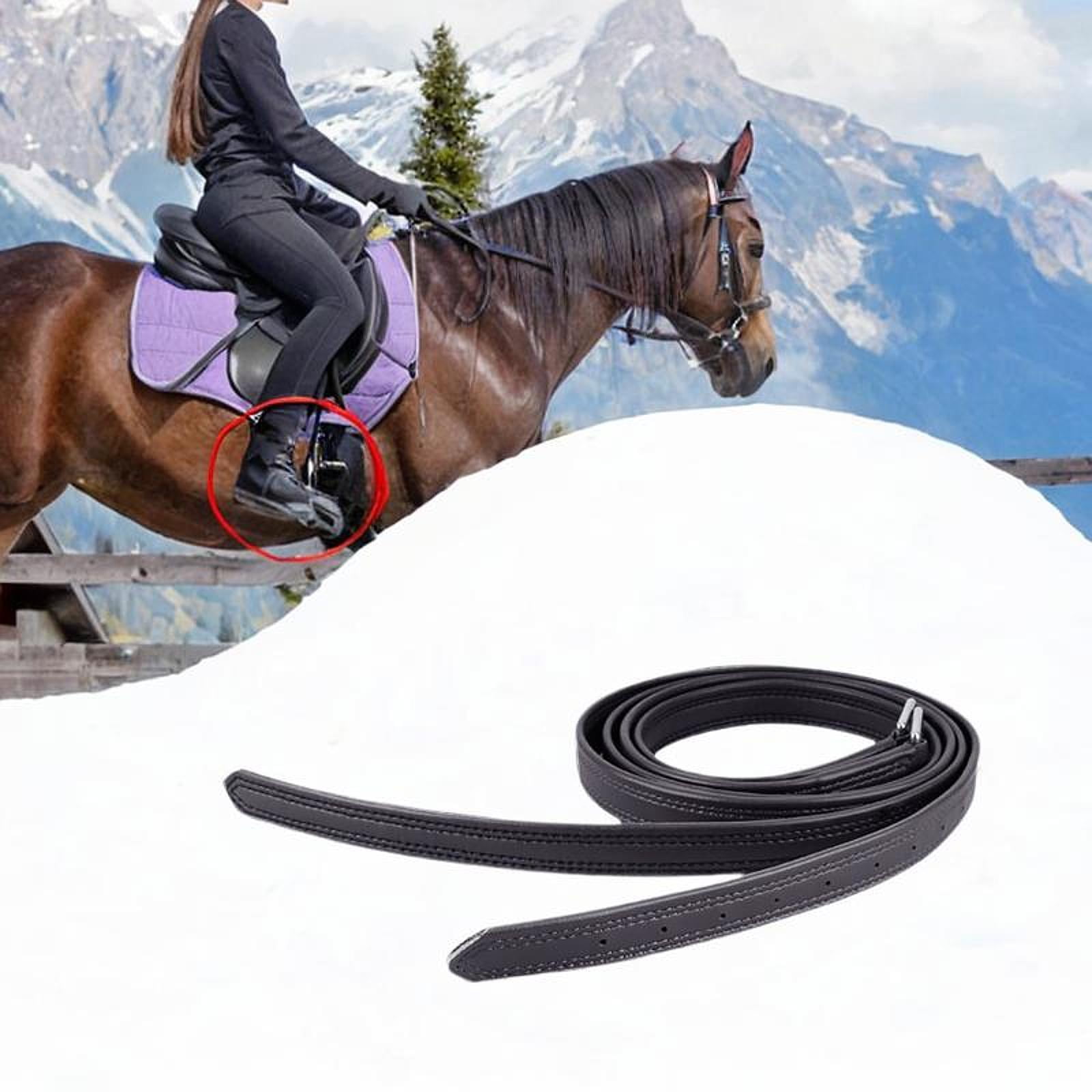Wswqop 2Pcs English Stirrup Leathers Equestrian Gear Easy Care 1.25 M Length Adjustable Black