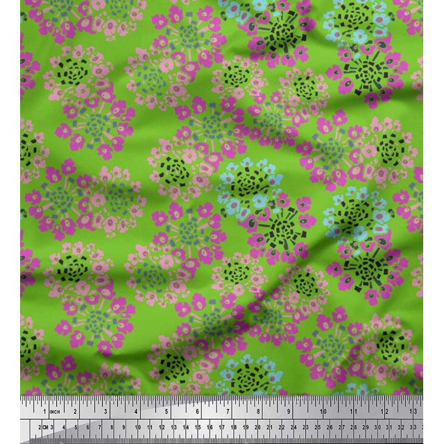 Soimoi Georgette Viscose Fabric Flower Artistic Print Fabric by the Yard 42 Inch Wide