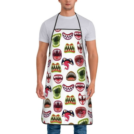 

Wukai Halloween Mouth Print Aprons Adjustable Bib Aprons Cooking Kitchen Chef Apron for Women and Men