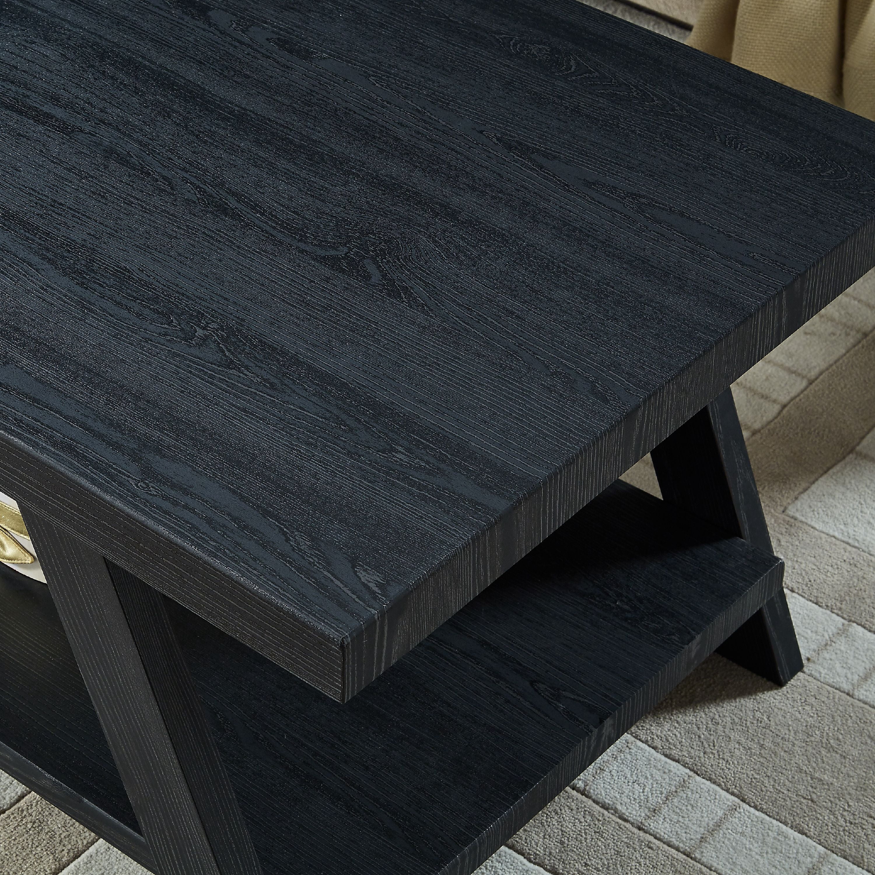 Roundhill Furniture Athens Replicated Wood End Table in Black