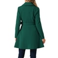 thumbnail image 3 of Abrigo elegante Inspire Chic para mujer, con cuello de chal, abrigo largo con cinturón de invierno, color verde oscuro, 3 of 6