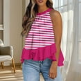 thumbnail image 3 of Diufon Womens Fashion Tank Tops Summer Ruffle Hem Stripe Sleeveless Shirts Casual Loose Back Tie Pleated Tops, 3 of 7